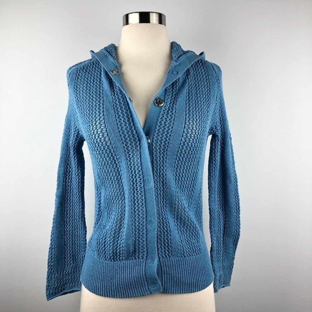 Blue Knit Hoodie Sweater XS